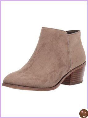 Faux Suede Ankle Boots with Side Zipper & Stacked Block Heel